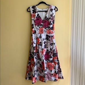 Ann Taylor V-Neck Dress with Large Florals